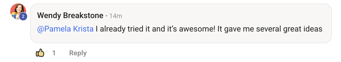Testimonial from Wendy: Already tried it and it is awesome. It gave me several great ideas.